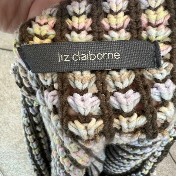 Vintage Y2K Liz Claiborne Knit Rainbow Sweater Cozy Multicolor Size M - Picture 8 of 9